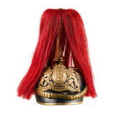 Helm M 1886 f&uuml;r Unteroffiziere der Feldartillerie mit rotem Paradebusch