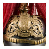 Helm M 1886 f&uuml;r Unteroffiziere der Feldartillerie mit rotem Paradebusch