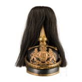 Helm M 1886 f&uuml;r Mannschaften des Train mit schwarzem Paradebusch