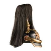 Helm M 1886 f&uuml;r Mannschaften des Train mit schwarzem Paradebusch