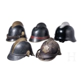 F&uuml;nf Feuerwehrhelme, 19./20. Jhdt.