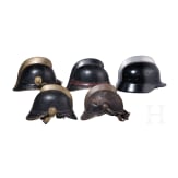 F&uuml;nf Feuerwehrhelme, 19./20. Jhdt.