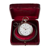 Kaiser Wilhelm II. - silberne Pr&auml;senttaschenuhr "F&uuml;r 25j&auml;hrige treue Dienste - Kgl. Feuerw. Laborat Spandau 1911"