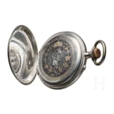 Kaiser Wilhelm II. - silberne Pr&auml;senttaschenuhr "F&uuml;r 25j&auml;hrige treue Dienste - Kgl. Feuerw. Laborat Spandau 1911"