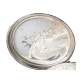 Silberne Pr&auml;senttaschenuhr mit dem Portrait Kaiser Wilhelms II. von F. L. L&ouml;bner, Berlin