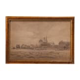 Carl Saltzmann (1847 - 1923) - aquarellierte Bleistiftzeichnung mit Ansicht von Kiel, 1882