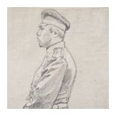 Anton von Werner (1843 - 1915) - drei Offiziere 1870/71, Bleistiftzeichnung