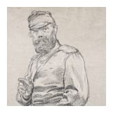 Anton von Werner (1843 - 1915) - drei Offiziere 1870/71, Bleistiftzeichnung