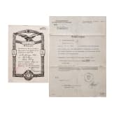 Flugzeug-Matrose Josef Odoy - Besitzzeugnis zum preu&szlig;ischen Erinnerungskreuz "Treu dem Regiment" f&uuml;r seine Teilnahme am "Unternehmen Albion" im Oktober 1917