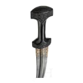 An Ottoman gold-inlaid khanjar with carved ebony handle, 19th century