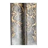 An Ottoman gold-inlaid khanjar with carved ebony handle, 19th century