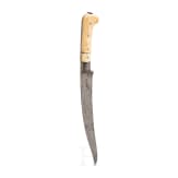 A Persian kard with Wootz blade and walrus handles, 1st half of the 19th century