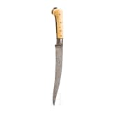A Persian kard with Wootz blade and walrus handles, 1st half of the 19th century