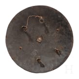 A round Indian silver-damascened iron shield, 20th century