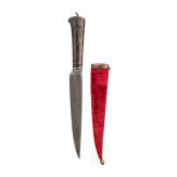 Kard mit nielliertem Silbergriff, Indien, um 1800