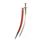 Tulwar mit gold- und silbertauschiertem Griff, Indien, um 1800