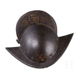 Goldgefasster, geschw&auml;rzter Morion, Sachsen, um 1600