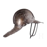 An English or Flemish lobster tail helmet with bar visor, circa 1640