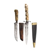 Zwei Messer mit geschnitzten Griffen, deutsch, 19. Jhdt.
