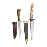 Zwei Messer mit geschnitzten Griffen, deutsch, 19. Jhdt.