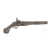 Silbermontierte Steinschlosspistole, balkant&uuml;rkisch, um 1800