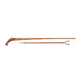 A heavy Chinese matchlock wall gun, 19th century