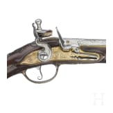Lange und silbermontierte Steinschlosspistole, L&uuml;ttich, um 1730