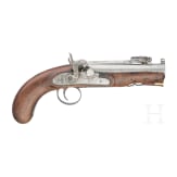 A percussion pistol with spring-loaded bayonet, probably English, ca. 1800