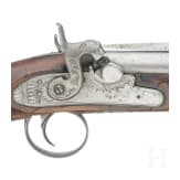 A percussion pistol with spring-loaded bayonet, probably English, ca. 1800