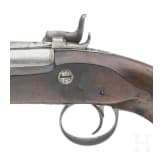 A percussion pistol with spring-loaded bayonet, probably English, ca. 1800