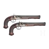 A pair of German percussion pistols by Mond und Feller in Augsburg, circa 1800