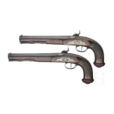 A pair of German percussion pistols by Mond und Feller in Augsburg, circa 1800
