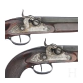 A pair of German percussion pistols by Mond und Feller in Augsburg, circa 1800