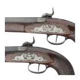 A pair of German percussion pistols by Mond und Feller in Augsburg, circa 1800