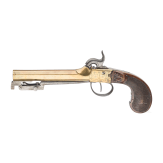 A Belgian percussion boxlock pistol with spring-loaded bayonet, circa 1810