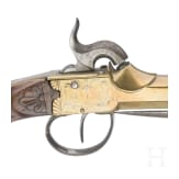 A Belgian percussion boxlock pistol with spring-loaded bayonet, circa 1810