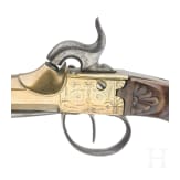 A Belgian percussion boxlock pistol with spring-loaded bayonet, circa 1810