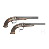A cased pair of German percussion pistols by Tanner in Hanover, circa 1840