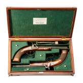 A cased pair of German percussion pistols by Tanner in Hanover, circa 1840