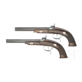 A cased pair of German percussion pistols by Tanner in Hanover, circa 1840