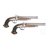 A cased pair of Belgian percussion pistols, ca. 1840