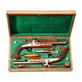 A cased pair of Belgian percussion pistols, ca. 1840