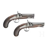 A cased pair of traveler's percussion pistols by Barnett, circa 1840