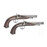 A pair of percussion pistols, Li&egrave;ge, circa 1850