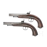 A pair of percussion pistols, Li&egrave;ge, circa 1850