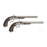 A cased pair of percussion pistols by Jansen in Brussels, circa 1850