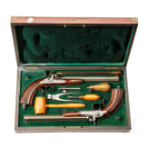 A cased pair of percussion pistols by Jansen in Brussels, circa 1850