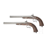 A cased pair of percussion pistols by Jansen in Brussels, circa 1850
