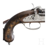 A percussion pistol with holster stock, Spanish replica by Dikar