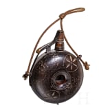 A small German military powder flask, early 17th century